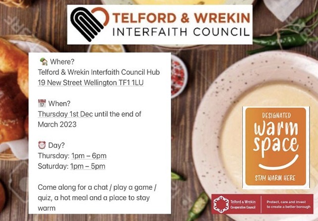 Warm Space project poster inviting residents to the Community Hub